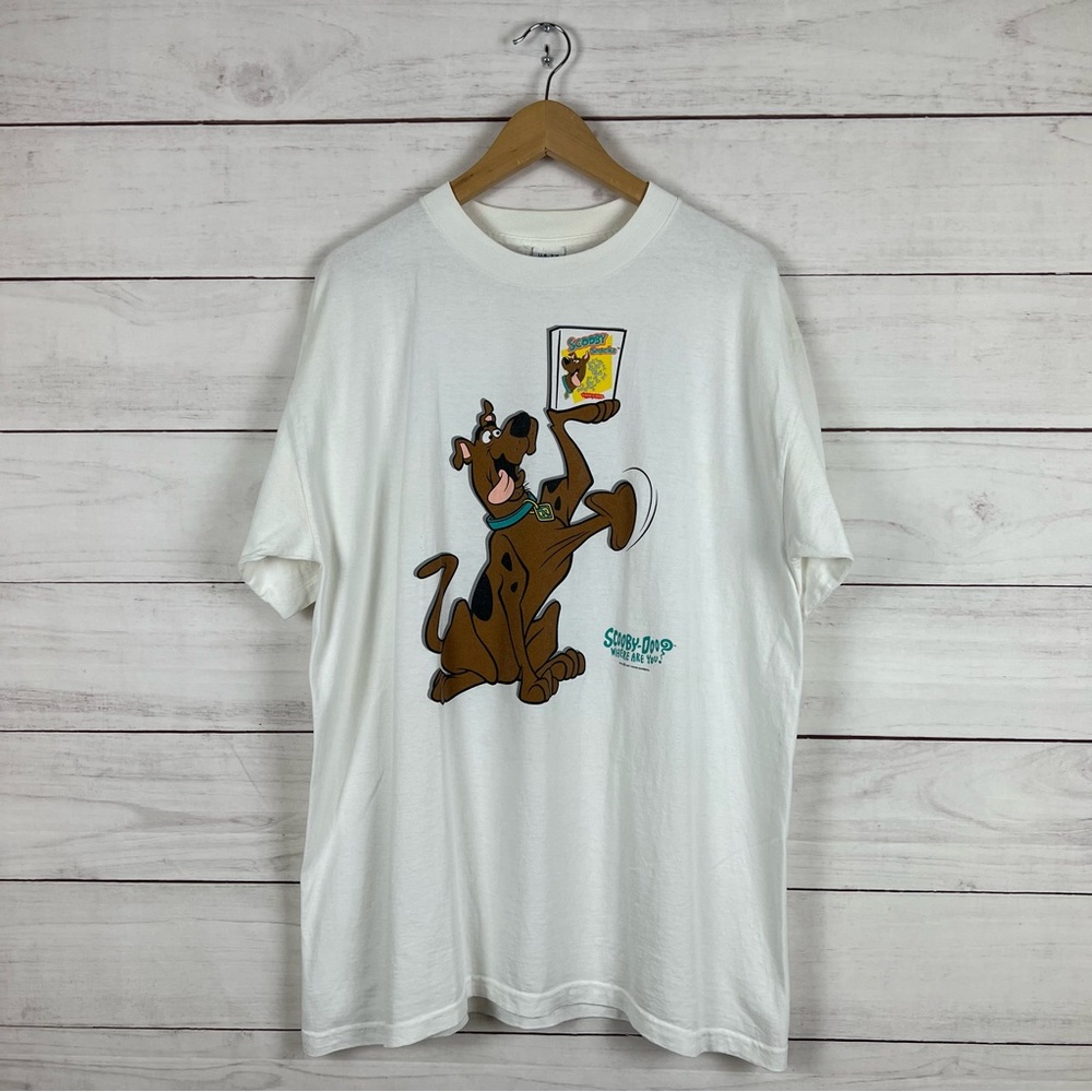 Maglietta Vintage Scooby Doo Anni 90 – Stanley Desantis – Taglia L – Cotone Bianco – Nuova Senza Etichette